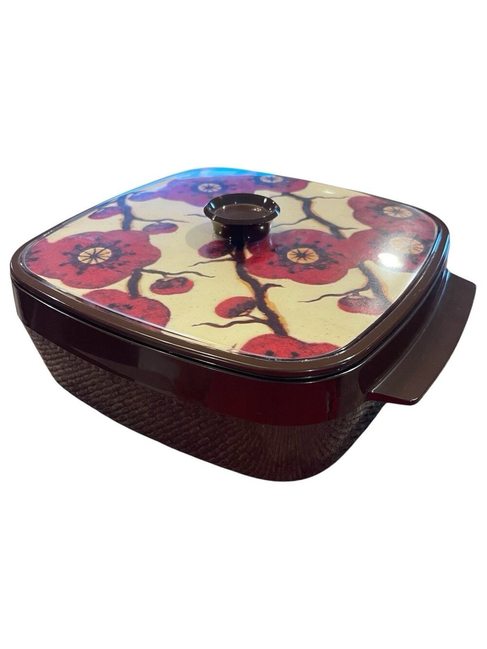 Vintage Thermo-Serv 2 Qt Insulated Serving Dish Poppy Floral Lid USA